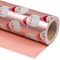 Reversible Christmas Wrapping Paper - Mini Roll - 17 Inch x 33 Feet - Santa Claus Wrapping Paper and Solid Rose Gold Design with Metallic Foil Shine for Chrsitmas, Holiday, Party